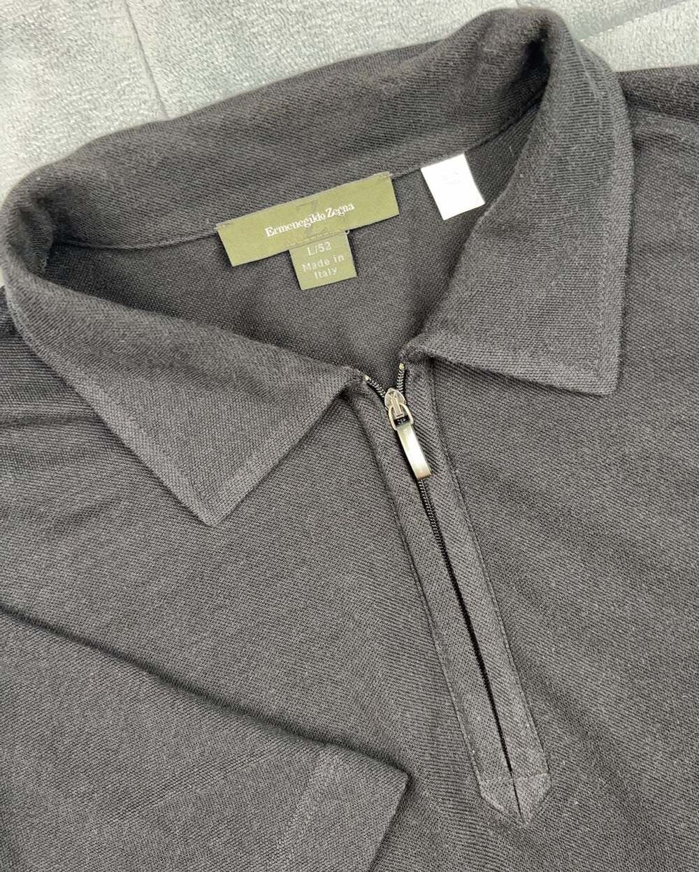 Ermenegildo Zegna Men's Black Quarter Zip Polo Shirt Size L/52